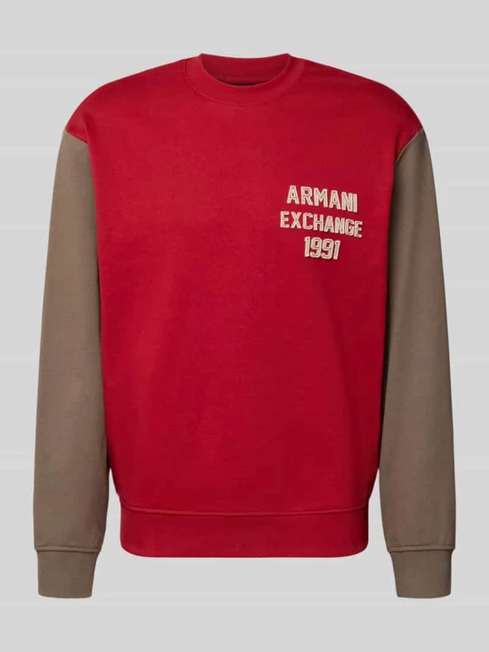 Zdjęcie produktu Bluza z naszytym logo i dekoltem typu crew neck Armani Exchange Czerwony