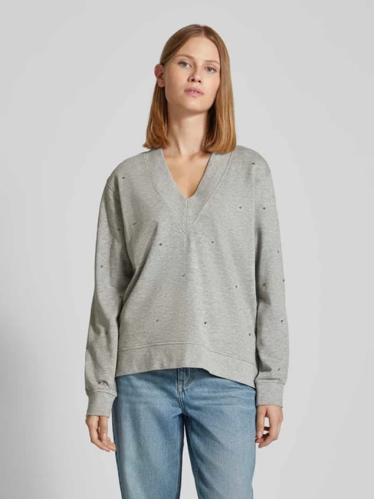 Zdjęcie produktu Bluza z obszyciem ozdobnymi kamieniami model ‘Nice’ Freequent Jasnoszary