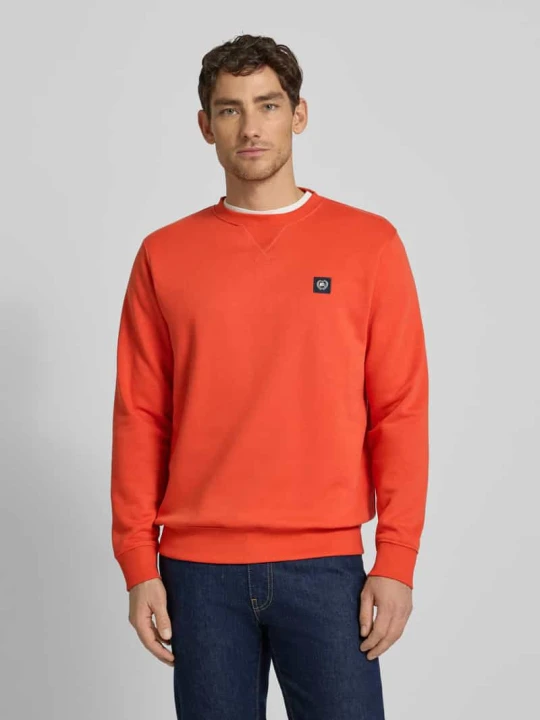 Zdjęcie produktu Bluza z okrągłym dekoltem i naszywką z logo Lerros Ciemnopomarańczowy