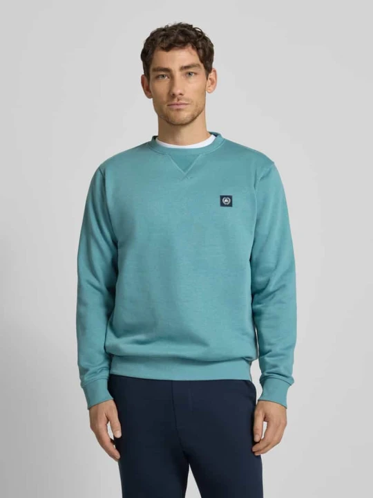 Zdjęcie produktu Bluza z okrągłym dekoltem i naszywką z logo Lerros Turkusowy