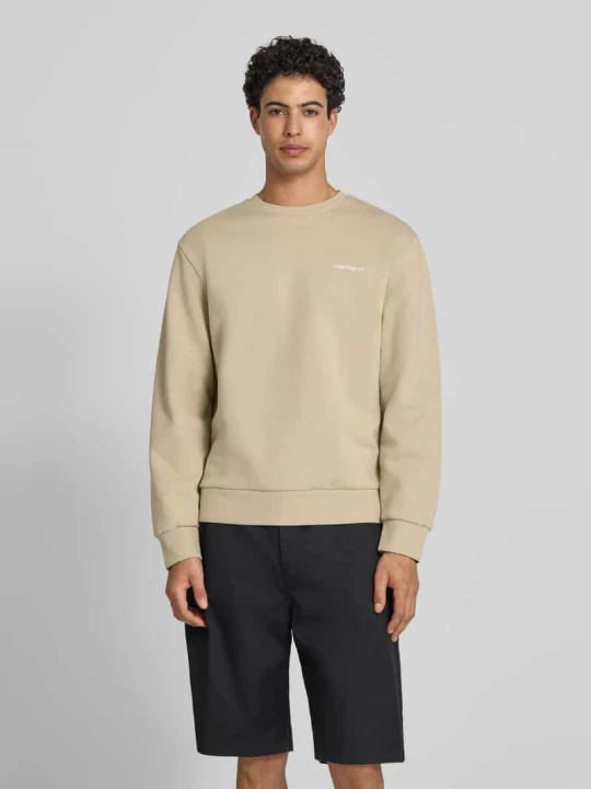 Zdjęcie produktu Bluza z okrągłym dekoltem i wyhaftowanym logo Carhartt WIP Beżowy