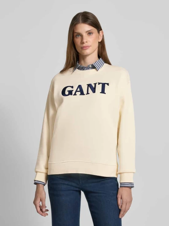 Zdjęcie produktu Bluza z okrągłym dekoltem i wyhaftowanym logo Gant Écru