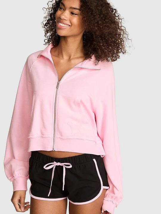 Zdjęcie produktu Bluza z półgolfem zapinana na zamek Campus Terry Victoria's Secret Różowy