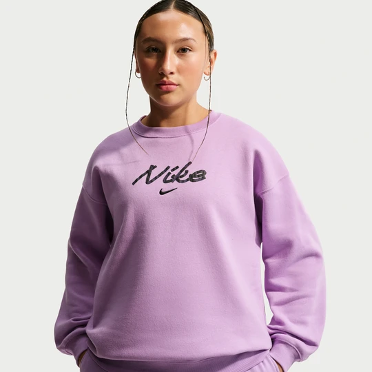 Zdjęcie produktu Bluza z półokrągłym dekoltem o kroju oversize dla dużych dzieci (dziewcząt) Nike Studio Fleece - Fiolet