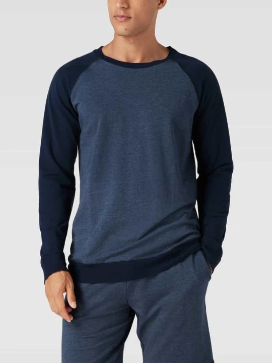 Zdjęcie produktu Bluza z raglanowymi rękawami model „Mix + Relax” Schiesser Granatowy