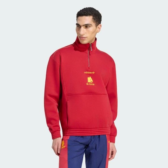 Zdjęcie produktu Bluza z suwakiem do połowy długości AS Roma EQT Adidas Team Victory Red