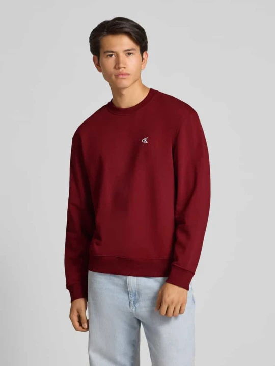 Zdjęcie produktu Bluza z wyhaftowanym logo Calvin Klein Jeans Bordowy