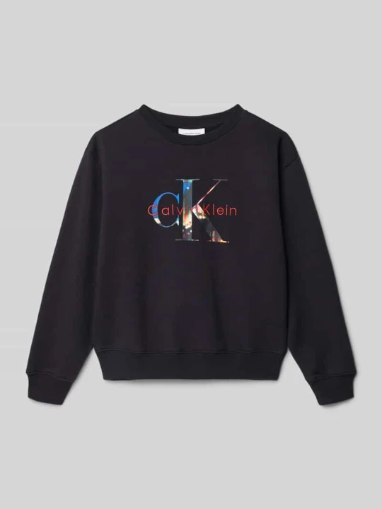 Zdjęcie produktu Bluza z wyhaftowanym logo i okrągłym dekoltem Calvin Klein Jeans Czarny