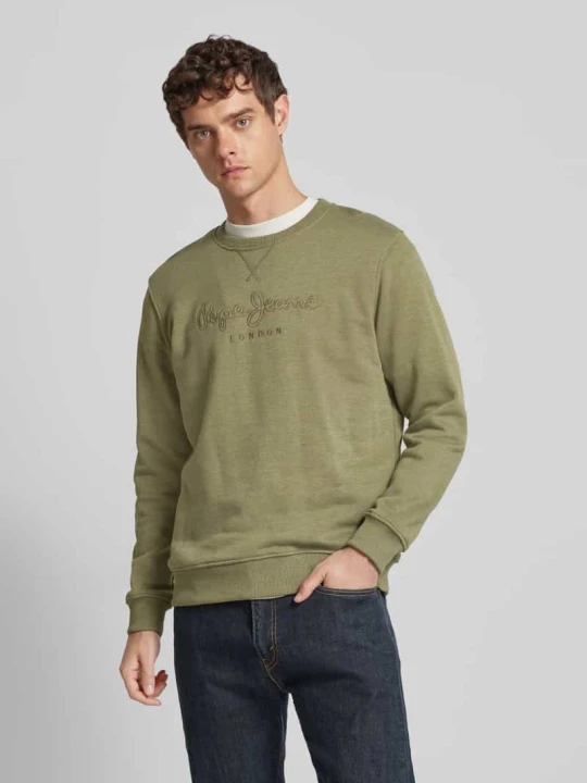 Zdjęcie produktu Bluza z wyhaftowanym logo model „Nouvel” Pepe Jeans Oliwkowy
