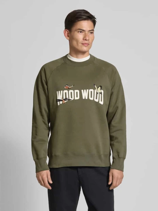 Zdjęcie produktu Bluza z wyhaftowanym motywem model ‘Hester’ Wood Wood Oliwkowy