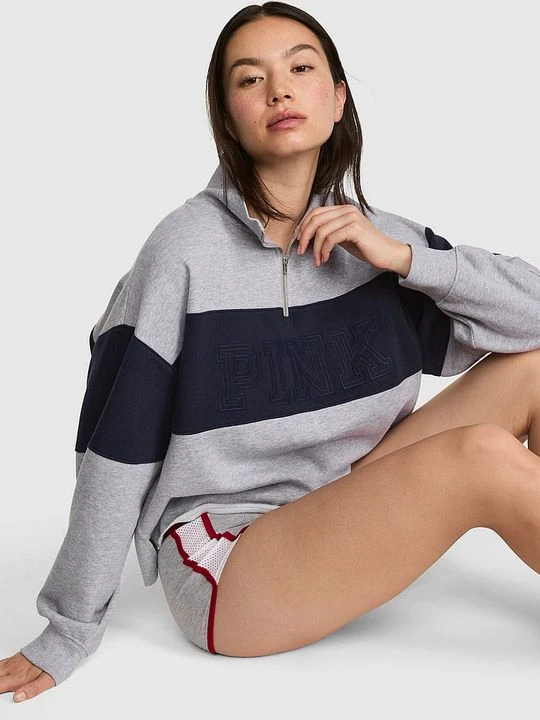 Zdjęcie produktu PINK Bluza z krótkim zamkiem Victoria's Secret Szary