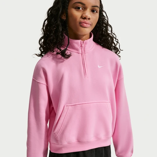 Zdjęcie produktu Bluza z zamkiem 1 / 4 o kroju oversize dla dużych dzieci (dziewcząt) Nike Studio Fleece - Różowy