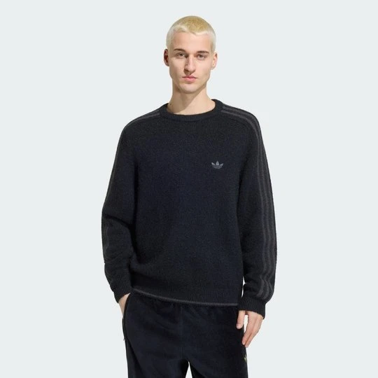 Zdjęcie produktu Bluza Z ZAOKRĄGLONYM DEKOLTEM Z PUSZYSTEJ DZIANINY Z MOTYWEM 3 PASKÓW Adidas czarny