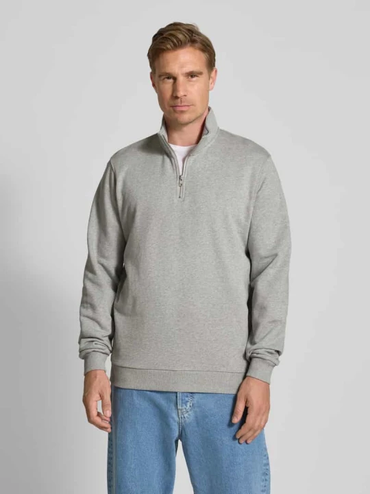 Zdjęcie produktu Bluza z zapinanym kołnierzem model ‘Norregaard’ Les Deux Jasnoszary melanż
