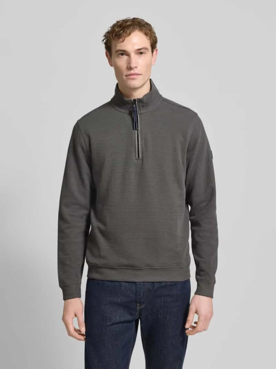 Zdjęcie produktu Sweter z kołnierzem zapinanym, krój regular fit, ze stójką i zamkiem błyskawicznym Lerros Ciemnoszary
