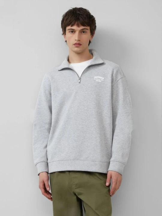 Zdjęcie produktu Bluza ze stójką, zamkiem błyskawicznym i nadrukiem z przodu QS szary