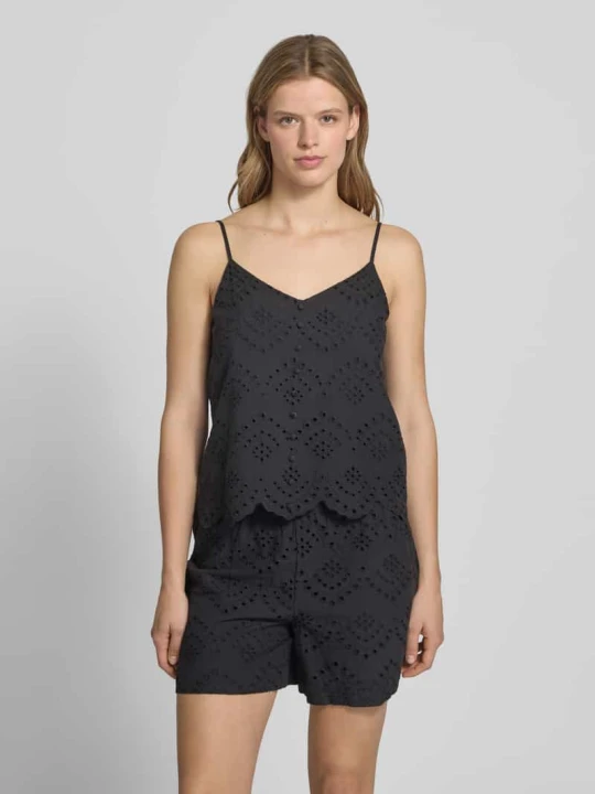 Zdjęcie produktu Bluzka bez rękawów o kroju regular fit z czystej bawełny model 'VILDE' Pieces Czarny