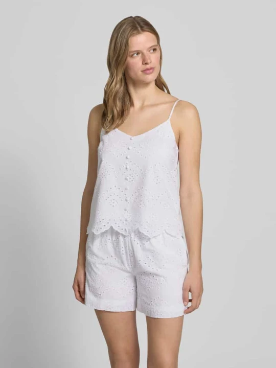 Zdjęcie produktu Bluzka bez rękawów o kroju regular fit z czystej bawełny model 'VILDE' Pieces Biały