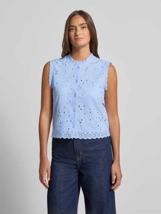 Zdjęcie produktu Bluzka bez rękawów o kroju relaxed fit z czystej bawełny ekologicznej model 'EMILY' Vero Moda Jasnoniebieski