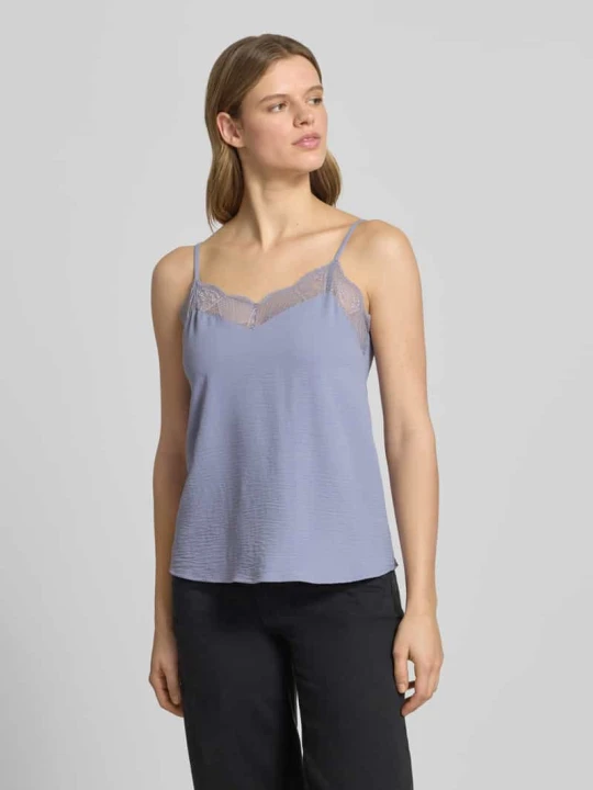 Zdjęcie produktu Bluzka bez rękawów o kroju relaxed fit z koronkowym wykończeniem Model 'TIFFANY' Pieces