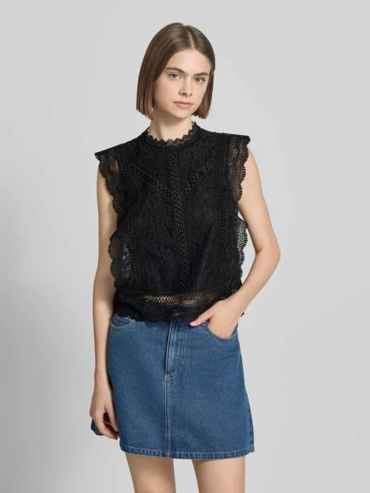Zdjęcie produktu Bluzka bez rękawów o kroju slim fit z domieszką bawełny, wiskozy i lyocellu model 'KARO' Only Czarny