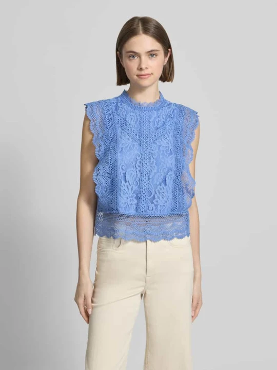 Zdjęcie produktu Bluzka bez rękawów o kroju slim fit z domieszką bawełny, wiskozy i lyocellu model 'KARO' Only Błękitny