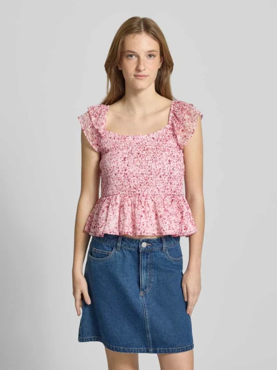 Zdjęcie produktu Bluzka bez rękawów o kroju slim fit ze wzorem na całej powierzchni model 'ELIZA' Only Różowy