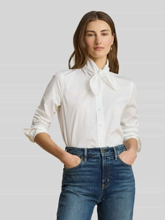 Zdjęcie produktu Bluzka casual o kroju regular fit z czystej bawełny z kokardą Lauren Ralph Lauren Biały
