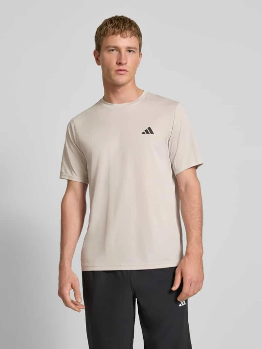 Zdjęcie produktu Koszulka funkcyjna z logo i okrągłym dekoltem Adidas Beżowy
