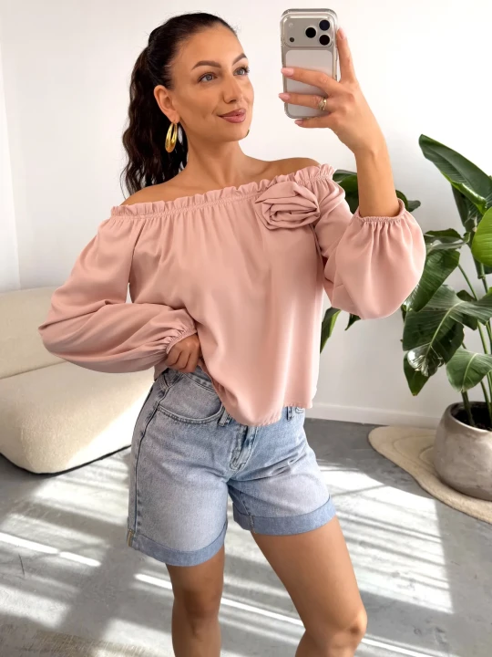 Zdjęcie produktu Bluzka Hiszpanka Pudrowa ClothStore