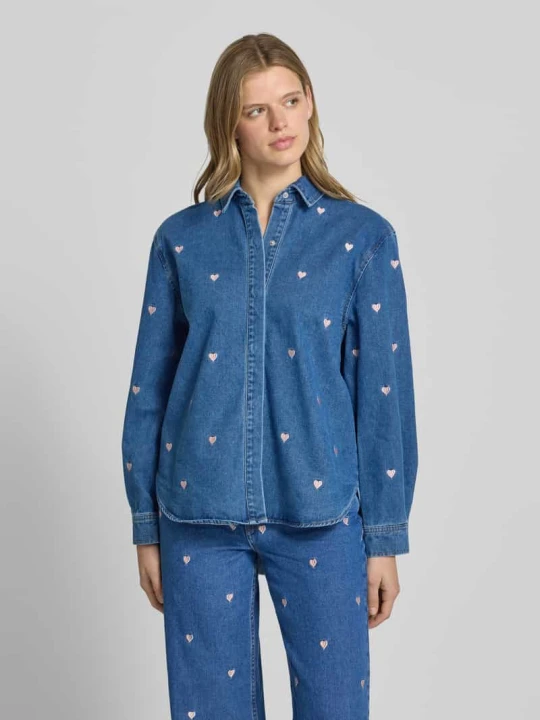 Zdjęcie produktu Bluzka jeansowa krój regular fit z czystej bawełny model 'VERA' Only Niebieski