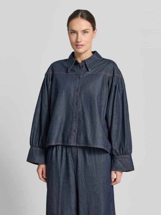 Zdjęcie produktu bluzka jeansowa krój relaxed fit model 'SELENI' Drykorn Ciemnoniebieski