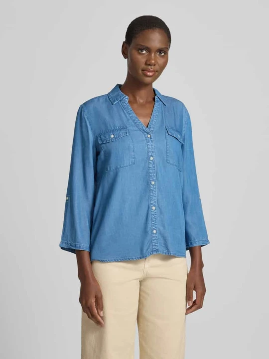 Zdjęcie produktu Bluzka jeansowa o kroju loose fit z czystego lyocellu model 'BREE' Vero Moda Jeansowy niebieski