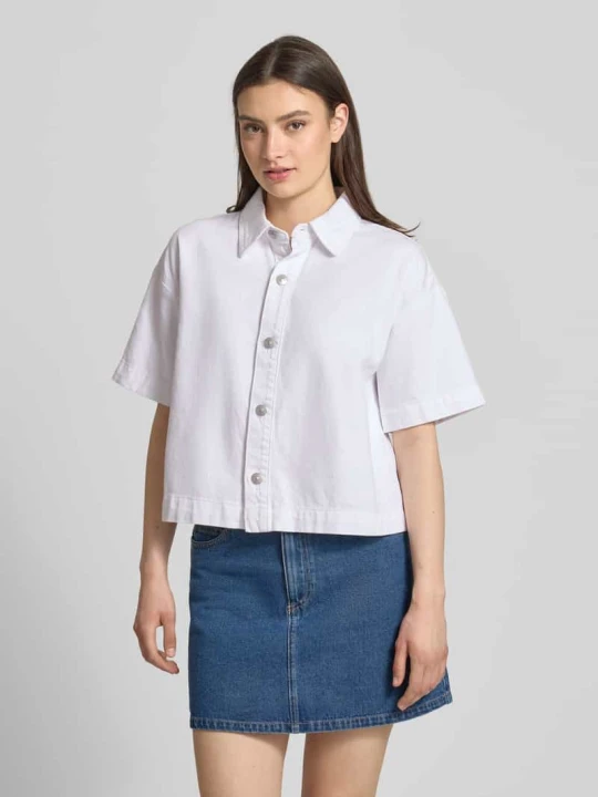 Zdjęcie produktu Bluzka jeansowa o kroju loose fit z czystej bawełny model 'SKY' Pieces Biały