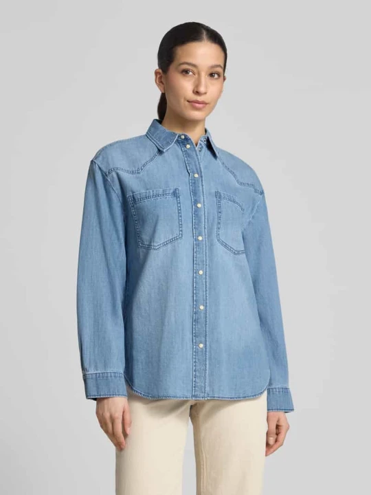 Zdjęcie produktu Bluzka jeansowa o kroju loose fit z czystej bawełny s.Oliver Jasnoniebieski