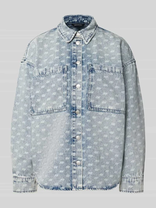Zdjęcie produktu Bluzka jeansowa o kroju oversized z domieszką wełny z alpaki Armani Exchange Jeansowy niebieski