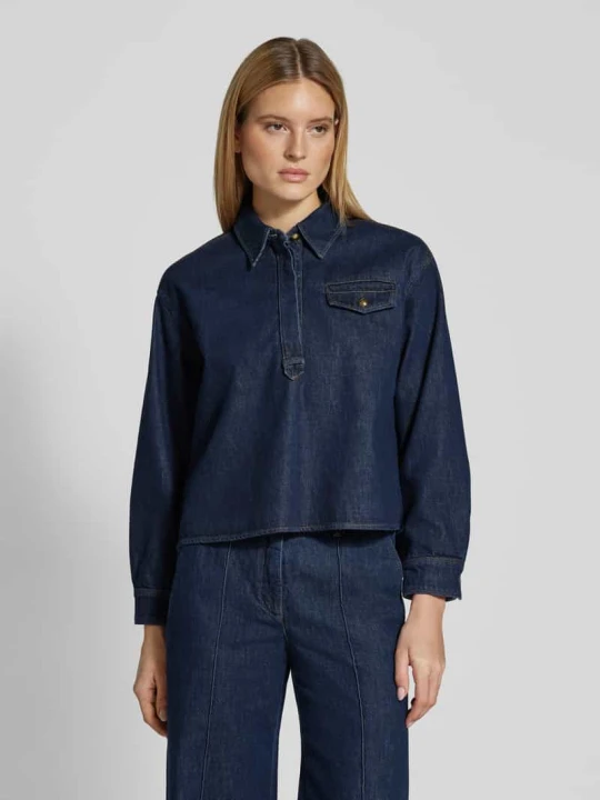 Zdjęcie produktu Bluzka jeansowa o kroju regular fit z brustaszą LUISA CERANO Jeansowy niebieski