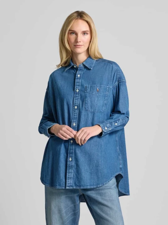 Zdjęcie produktu Bluzka jeansowa o kroju regular fit z kieszenią na piersi Polo Ralph Lauren Jeansowy niebieski