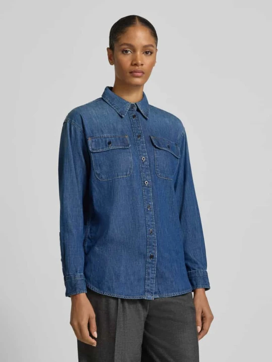 Zdjęcie produktu Bluzka jeansowa o kroju regular fit z kieszeniami na piersi Lauren Ralph Lauren Jeansowy niebieski