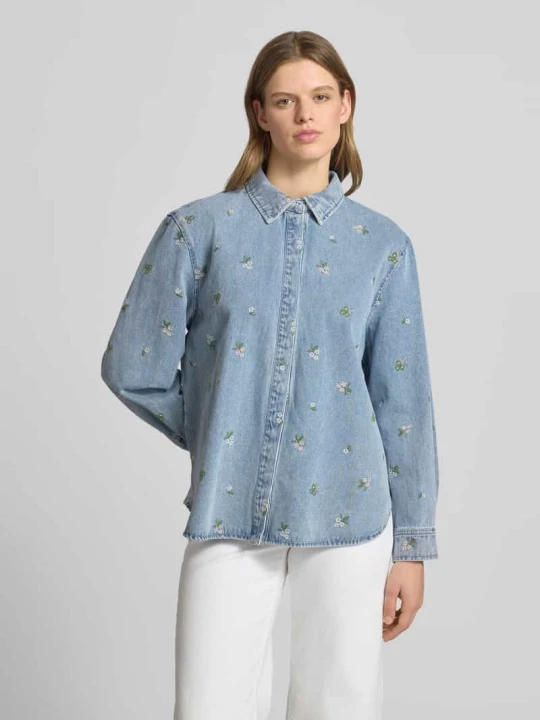 Zdjęcie produktu Bluzka jeansowa o kroju relaxed fit z czystej bawełny Model 'VERA' Only Jeansowy niebieski