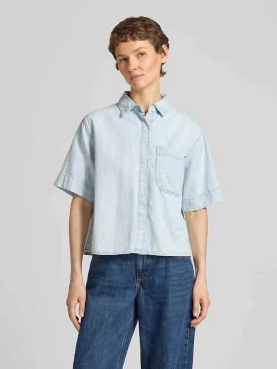 Zdjęcie produktu Bluzka jeansowa o kroju relaxed fit z czystej bawełny Tommy Hilfiger Jasnoniebieski