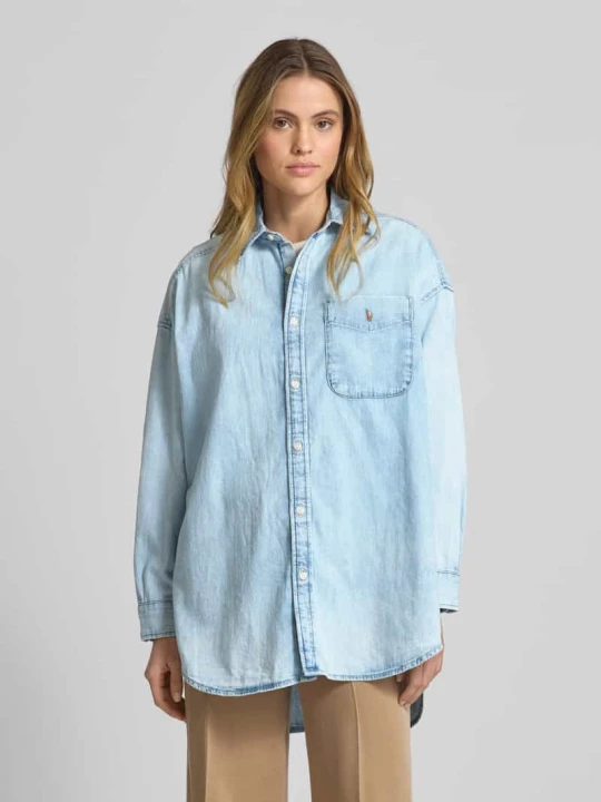 Zdjęcie produktu Bluzka jeansowa o kroju relaxed fit z kieszenią na piersi Polo Ralph Lauren Jeansowy niebieski
