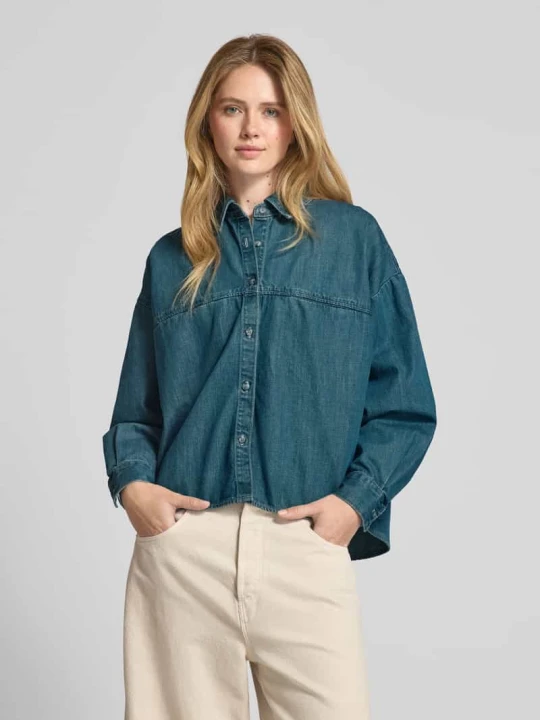 Zdjęcie produktu Bluzka jeansowa o kroju relaxed fit z kołnierzykiem koszulowym model ‘OZYR’ American Vintage Niebieski