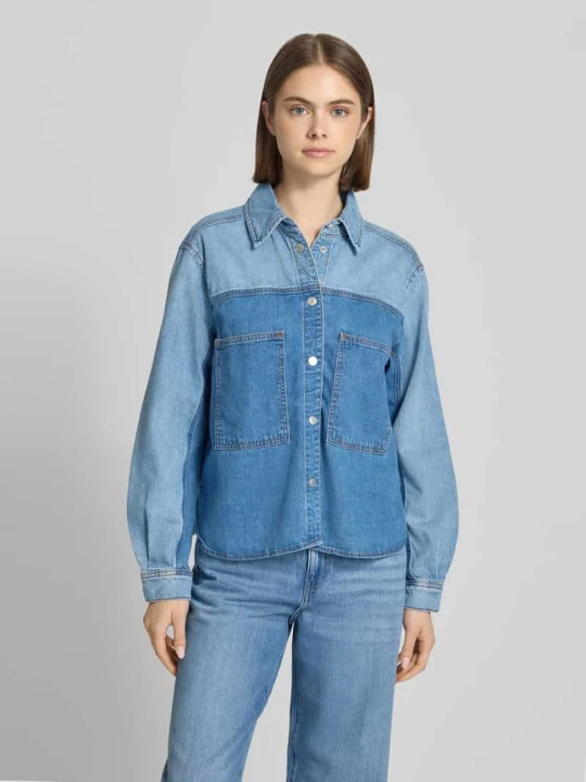 Zdjęcie produktu Bluzka jeansowa o kroju relaxed fit z mieszanki bawełny i ananasa Marc O'Polo Jeansowy niebieski