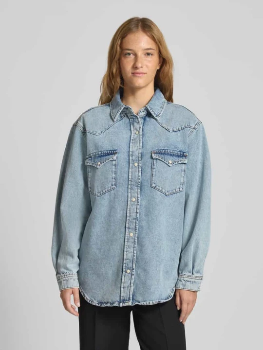 Zdjęcie produktu Bluzka jeansowa o kroju relaxed fit z mieszanki bawełny i włókna z pokrzywy Marc O'Polo Jeansowy niebieski