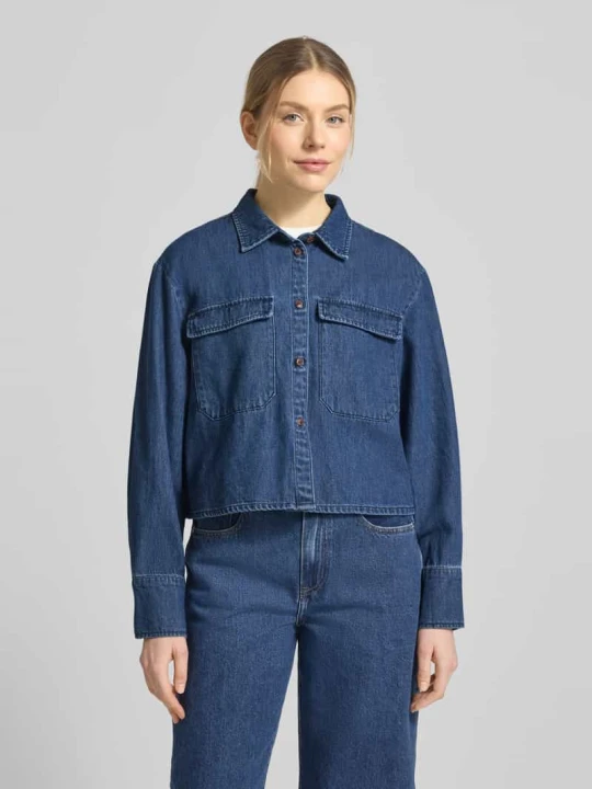 Zdjęcie produktu Bluzka jeansowa o krótkim kroju z czystej Bawełna Model 'POSEY' Vero Moda Jeansowy niebieski