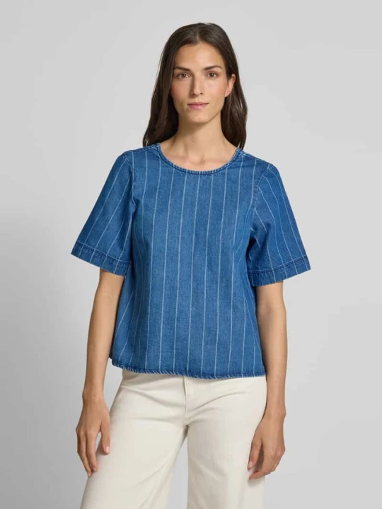 Zdjęcie produktu Bluzka jeansowa o linii A z czystej bawełny model ‘TRILLE’ Vero Moda Jeansowy niebieski