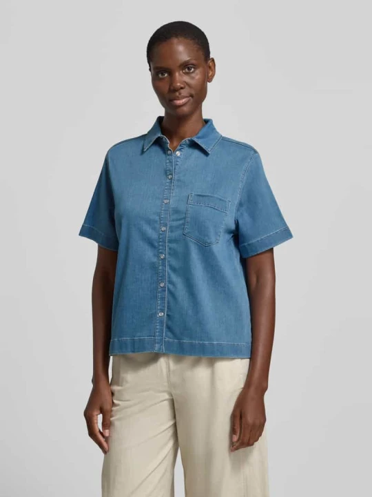 Zdjęcie produktu Bluzka jeansowa z brustaszą model 'GIULETTE' RAFFAELLO ROSSI Jeansowy niebieski