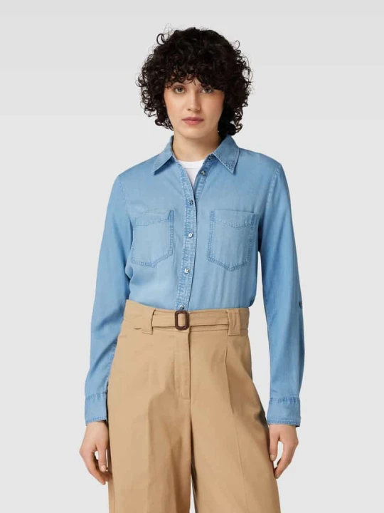 Zdjęcie produktu Bluzka jeansowa z kieszeniami na piersi Tom Tailor Jeansowy niebieski