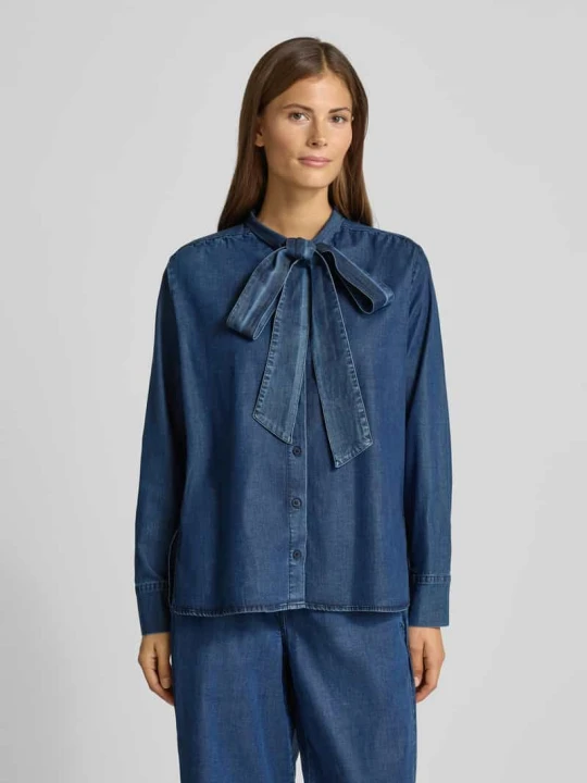 Zdjęcie produktu Bluzka jeansowa z kokardą i listwą guzikową Smith & Soul Jeansowy niebieski